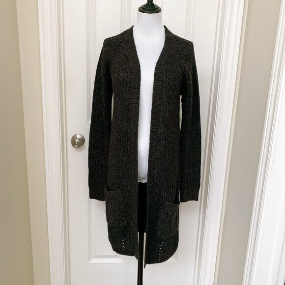 NWT Dark Grey ONLY Knitted Longline Open Front Cardigan - Picture 2 of 6